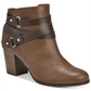 Material Girl Women's Strappy Cushioned Buckle Accent Melany Round Toe Block Heel Zip up Booties Brown Size 6.5 M