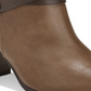 Material Girl Women's Strappy Cushioned Buckle Accent Melany Round Toe Block Heel Zip up Booties Brown Size 6.5 M