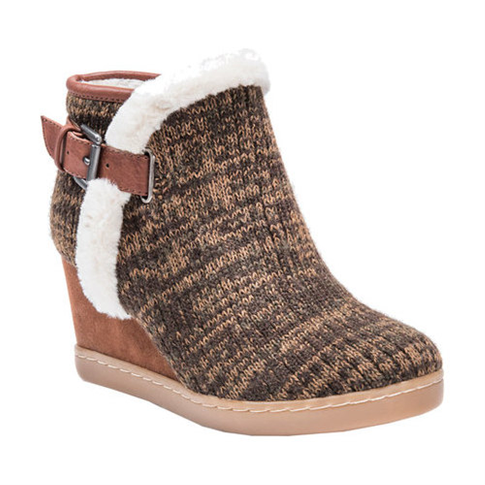 MUK LUKS Women's Wedge Bootie Brown Size 8