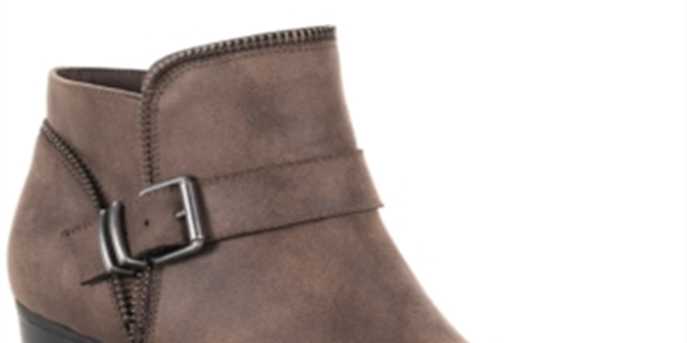American Rag Women's Zipper Trim Buckle Accent Comfort Milly Round Toe Block Heel Zip up Booties Brown Size 8.5 M