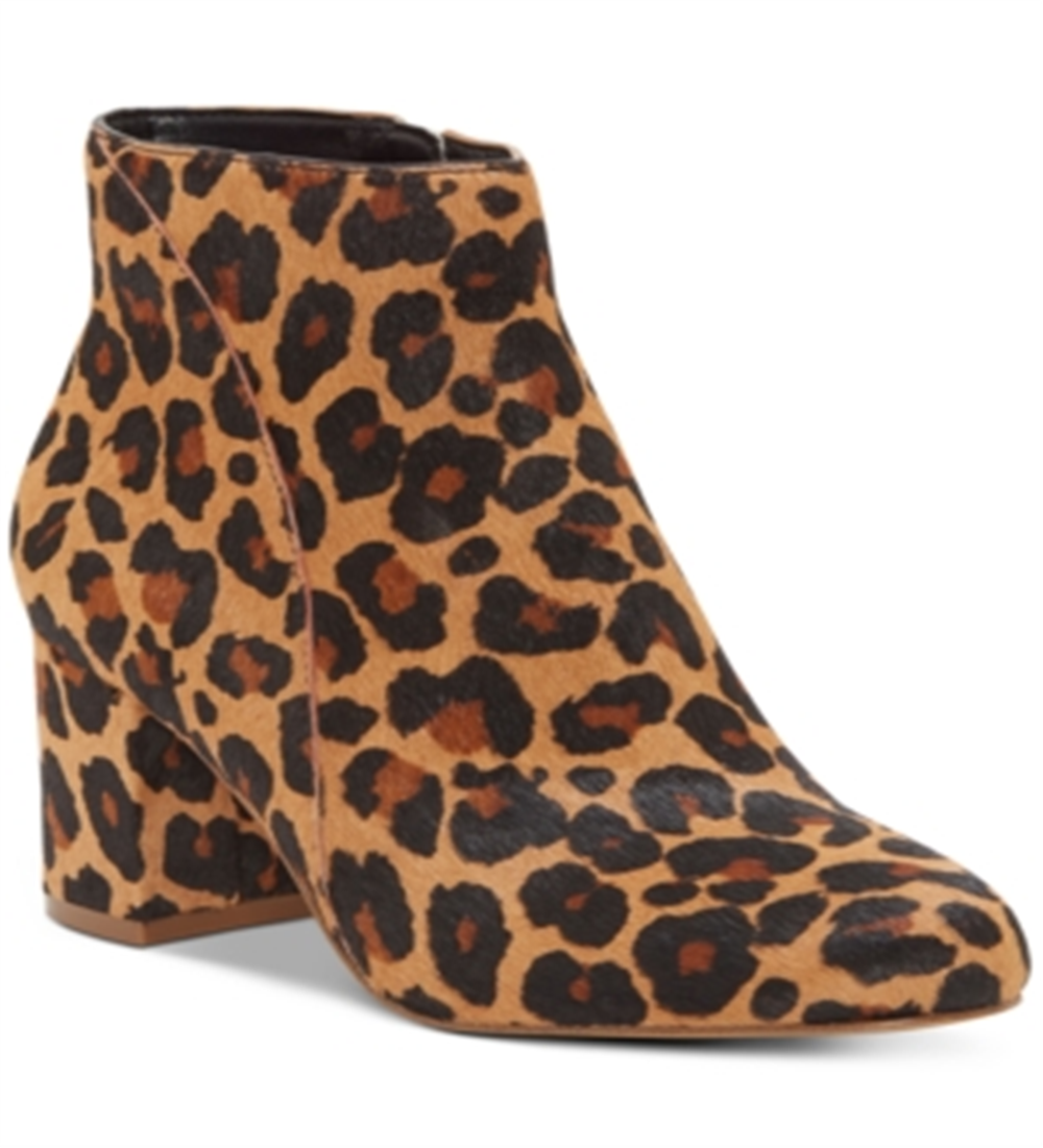 INC International Concepts Women's Floriann Calf Hair Animal Print Ankle Boots Brown Size 5.5 M