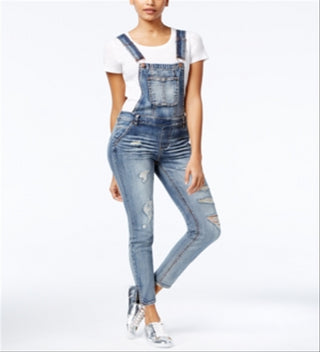 Dollhouse Juniors' Skinny Denim Overalls Blizzard Blue Size 5