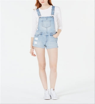 Dollhouse Juniors' Cuffed Denim Shortalls  Blue Size 15