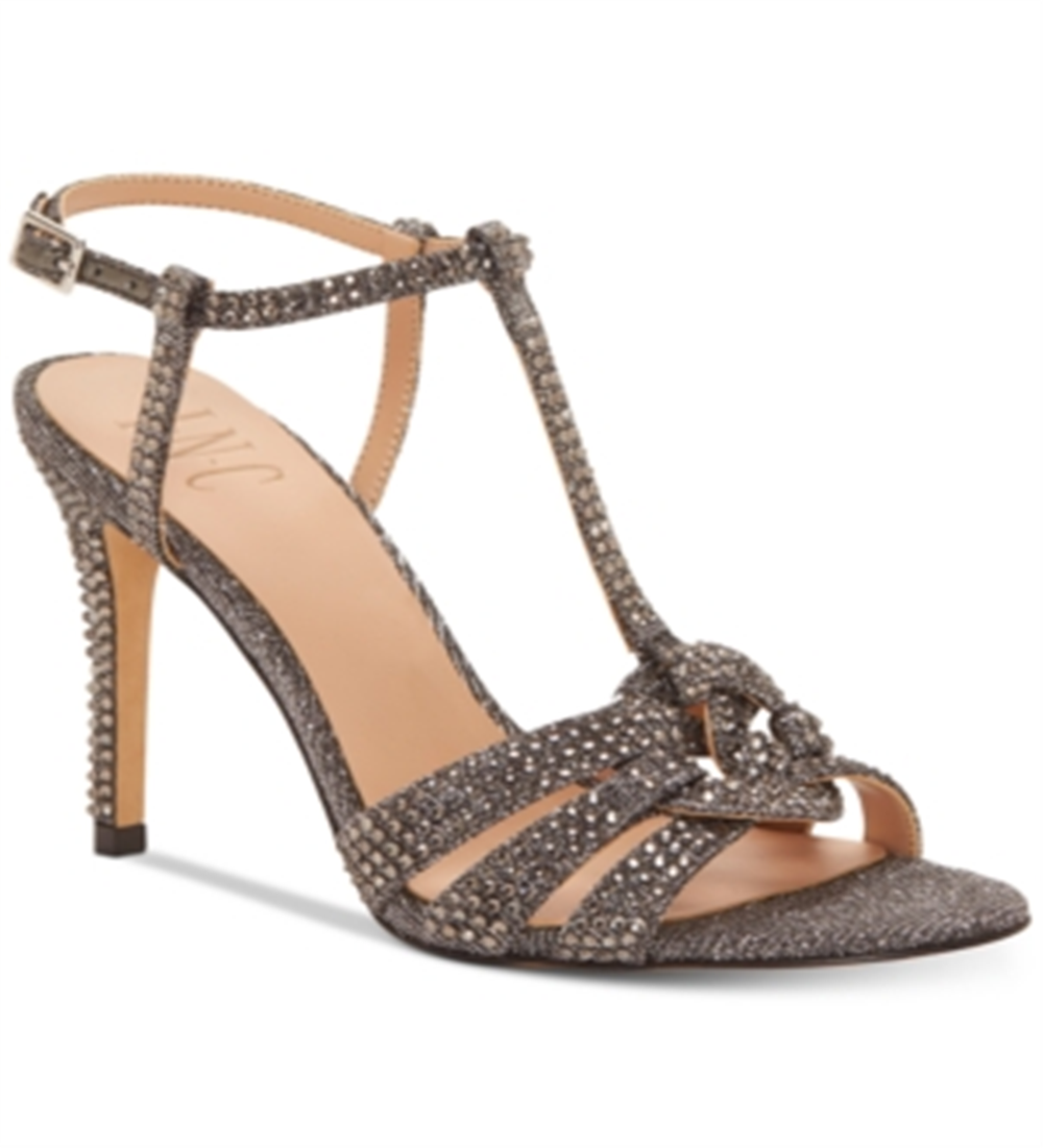 INC International Concepts Women's Rowyn Strappy Ankle Strap Evening Sandals Gray Size 8.5 M