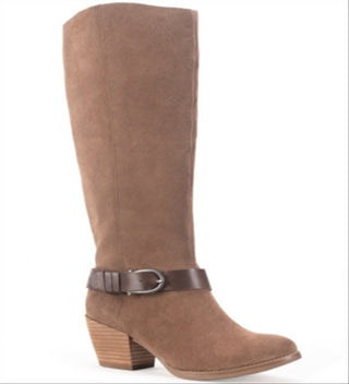 American Rag Women's Accent Tegan Almond Toe Block Heel Leather Boots Brown Size 9.5 M