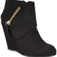 Rebel By Zigi Women's Soho Zipper Accent Comfort Ksenia Round Toe Wedge Zip up Booties Black Size 9 M