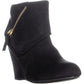 Rebel By Zigi Women's Soho Zipper Accent Comfort Ksenia Round Toe Wedge Zip up Booties Black Size 9 M