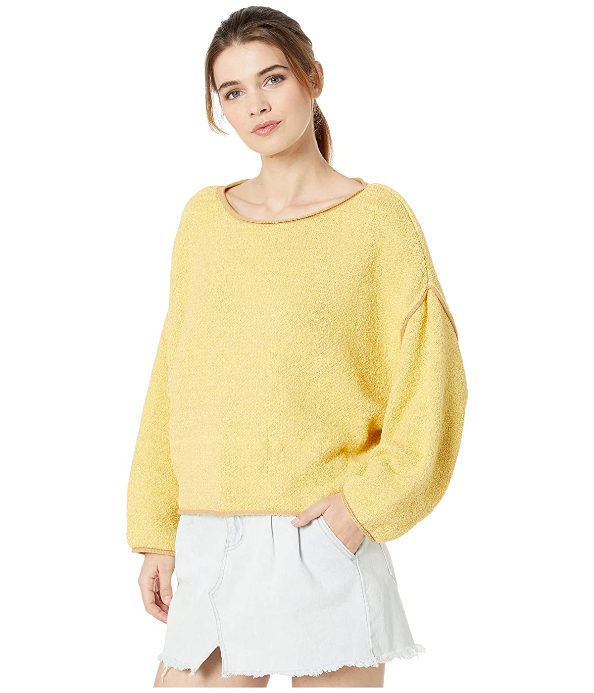 Free People Women's  Bardot Sweater Light Yellow Size Large