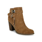 Guess Women's Round Toe Block Heel Zip up Leather Dress Booties Brown Size10 M