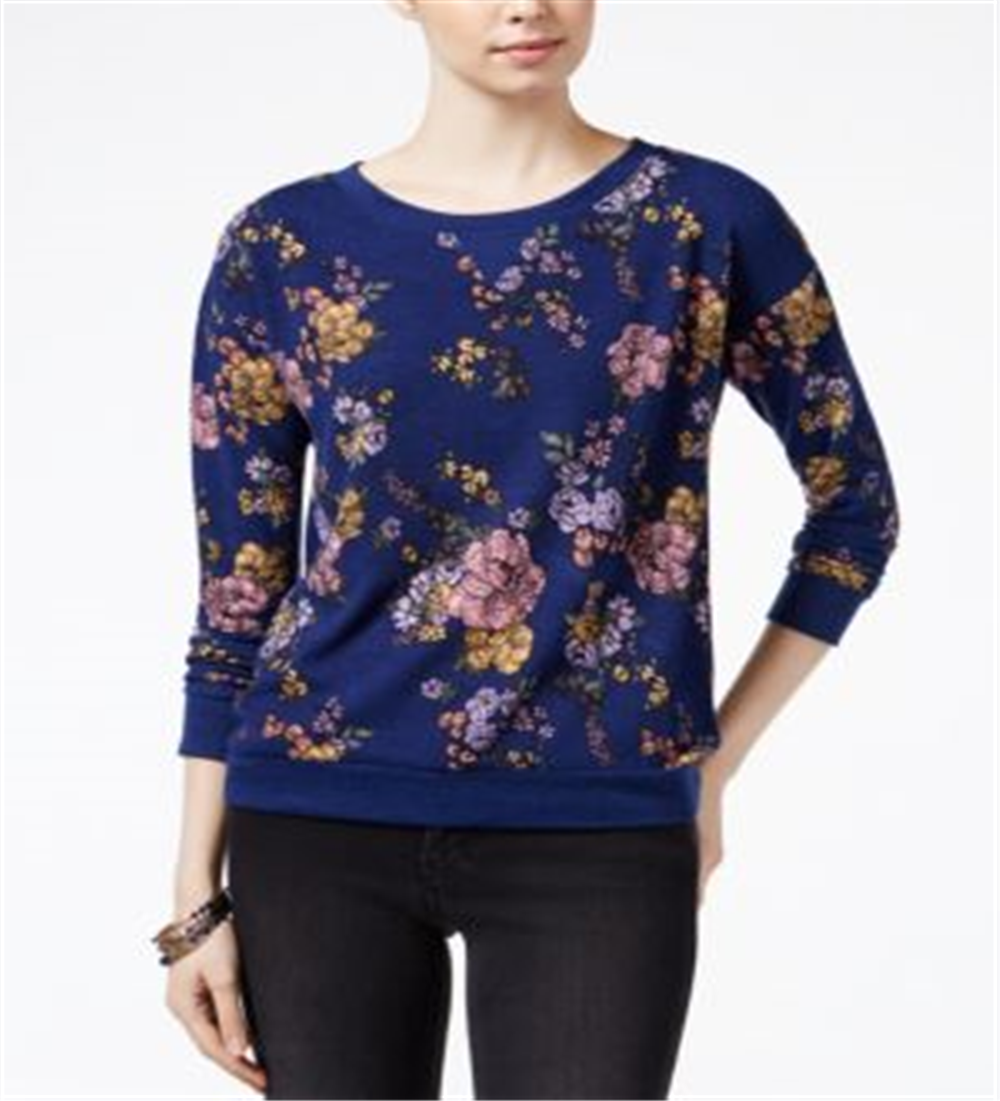 Hippie Rose Juniors' Printed Sweatshirt Purple Size XS