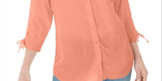 Charter Club Women's Gauzy Tie-Sleeve Blouse  Pink Size XS