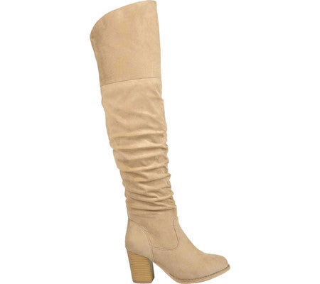 Journee Collection Women's Kaison Wide Calf Over the Knee Boot Stone Size 7