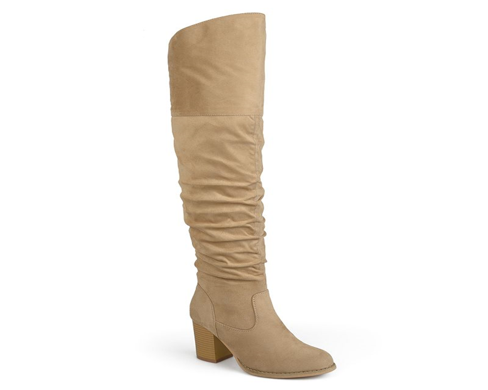 Journee Collection Women's Kaison Wide Calf Over the Knee Boot Stone Size 7