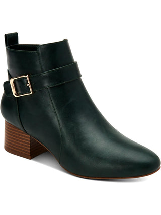 Charter Club Women's Katiaa Faux Leather Buckle Ankle Boots Green Size 7 M