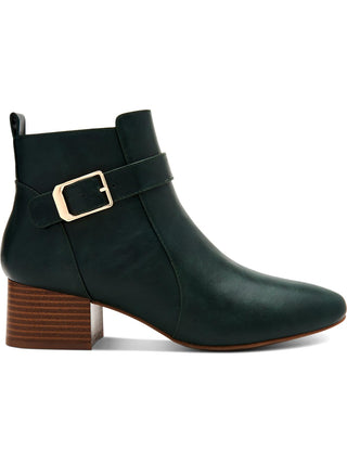 Charter Club Women's Katiaa Faux Leather Buckle Ankle Boots Green Size 7 M