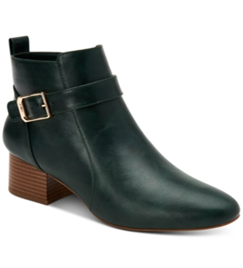 Charter Club Women's Katiaa Faux Leather Buckle Ankle Boots Green Size 7 M
