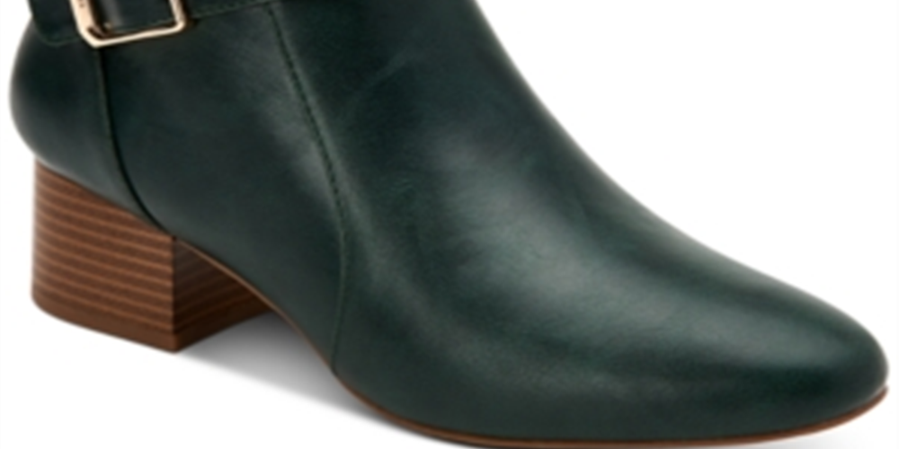 Charter Club Women's Katiaa Faux Leather Buckle Ankle Boots Green Size 7 M