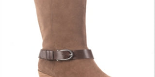 American Rag Women's Western Inspiration Buckle Accent Tegan Almond Toe Block Heel Leather Boots Brown Size 8 M