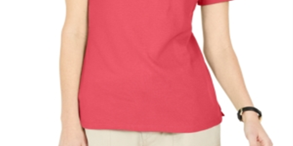 Karen Scott Women's Lace-Up Layered-Look Top Peony Coral Size XL