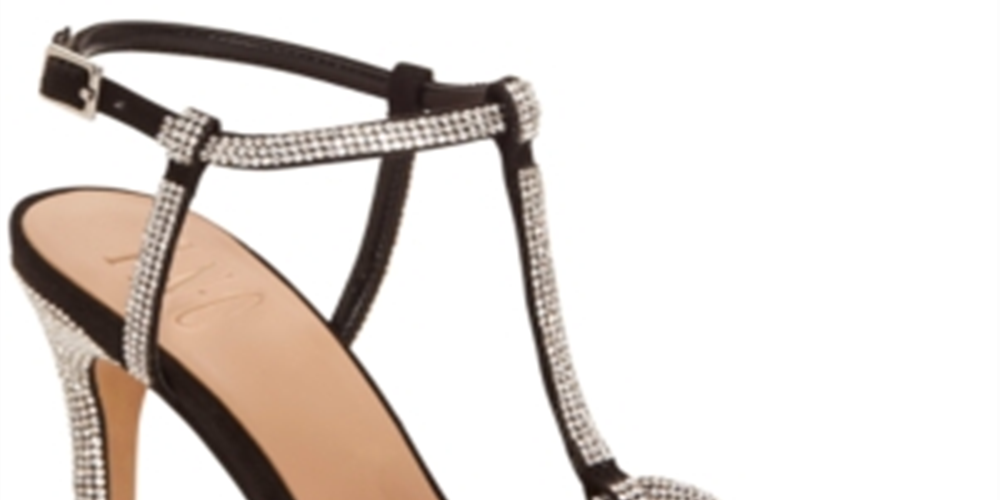 INC International Concepts Women's Rowyn T-Strap Glitter Evening Sandals Black Size 9 M