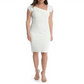French Connection Women's Lula Asymmetrical Neck Sheath Dress White Size 12