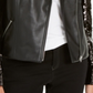 INC Women's Sequined Faux-Leather Moto Jacket Deep Black Size Small