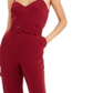 Bar III Women's  Belted Crepe Jumpsuit  Red Size 2