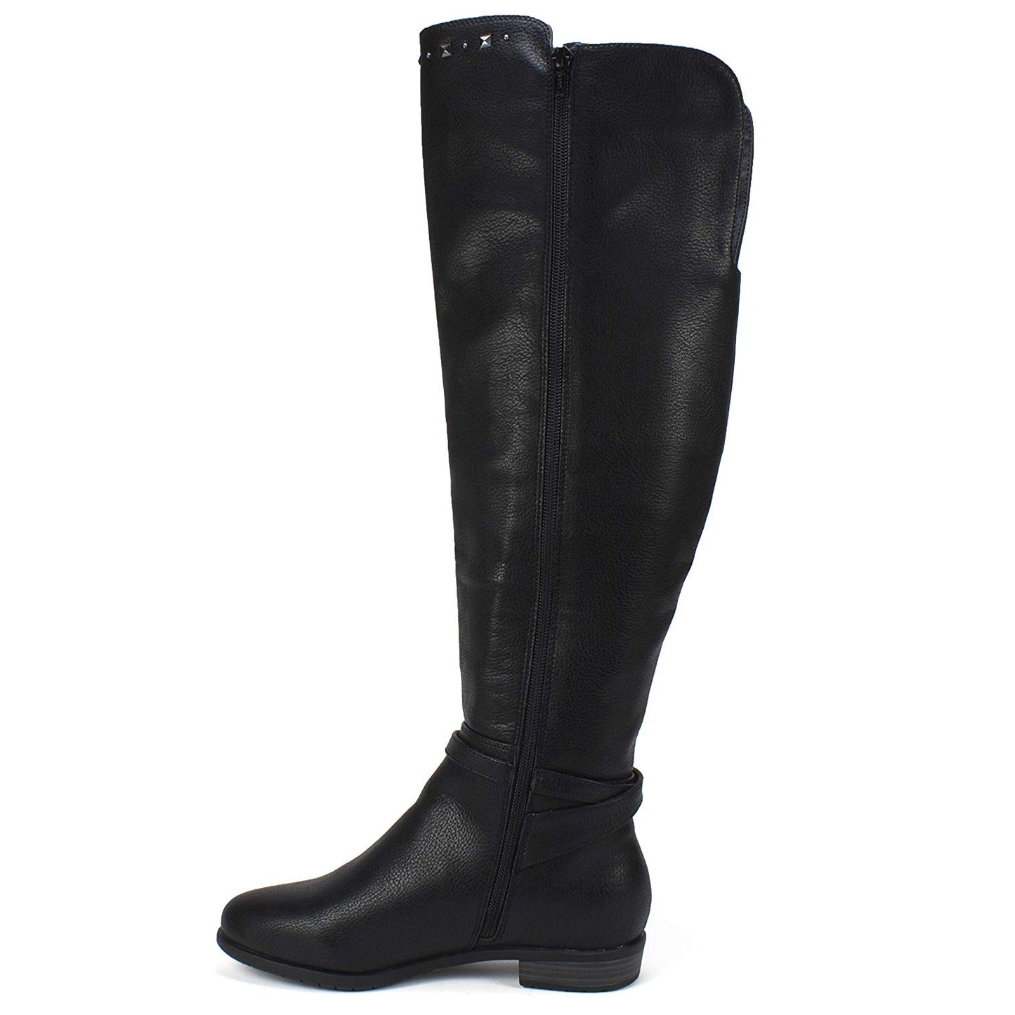 Rialto Women's Ferrell Leather Almond Toe Knee High Smooth Black Size 7.5 M