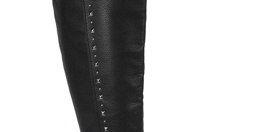 Rialto Women's Ferrell Leather Almond Toe Knee High Smooth Black Size 7.5 M