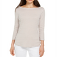 Charter Club Women's  3/4-Sleeve Striped Top  Brown Size Medium