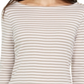 Charter Club Women's  3/4-Sleeve Striped Top  Brown Size Medium