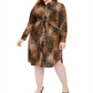 Alfani Women's Plus Size Printed Tie-Front Shirtdress  Brown Size 28W
