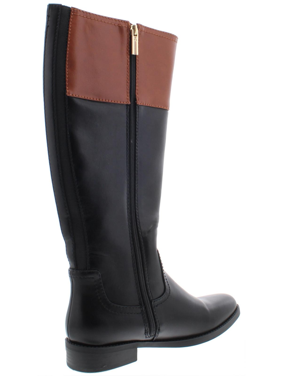 Tommy Hilfiger Women's Imina Leather Closed Toe Knee High Riding Boots Black Multi Size 6.5 M