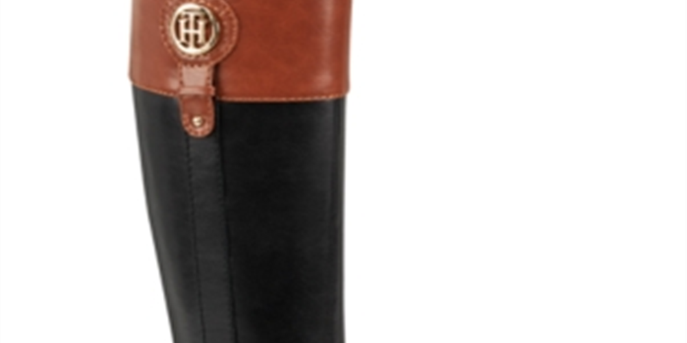 Tommy Hilfiger Women's Imina Leather Closed Toe Knee High Riding Boots Black Multi Size 6.5 M
