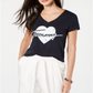 Tommy Hilfiger Women's Heart-Logo Graphic T-Shirt Sky Captain Size Large