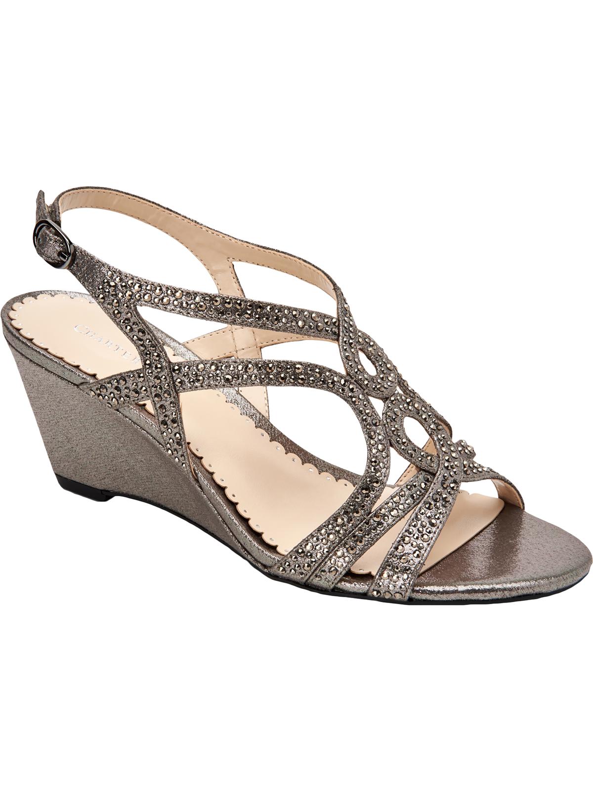 Charter Club Womens Kelsah Metallic Embellished Wedges Silver Size 5.5 M