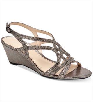 Charter Club Womens Kelsah Metallic Embellished Wedges Silver Size 5.5 M