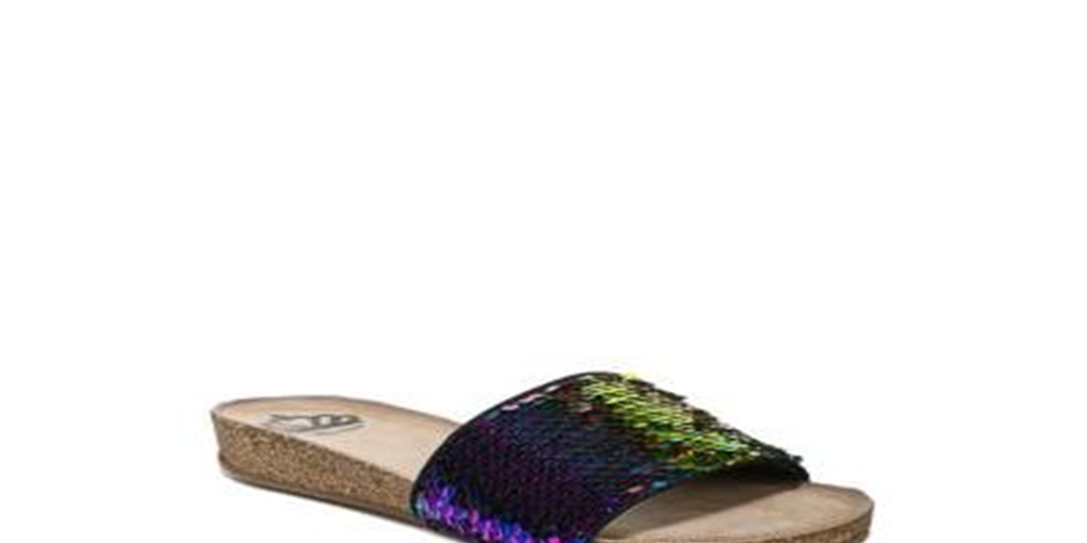 Fergalicious By Fergie Women's Holographic Sequin Miranda Slide Sandals Black Size 6 M