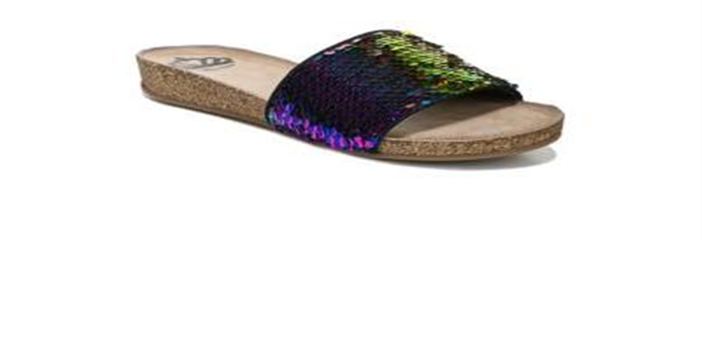 Fergalicious By Fergie Women's Holographic Sequin Miranda Slide Sandals Black Size 6 M