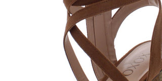 Xoxo Women's  Padded Strappy Eden Round Toe Block Heel Zip-up Dress Sandals  Brown Size 8.5