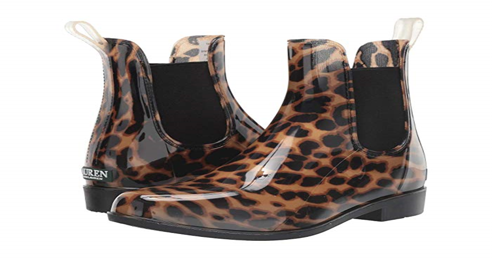 Lauren Ralph Lauren Tally Iii Rain Boots Ocelot Print -Black  Size 5 B
