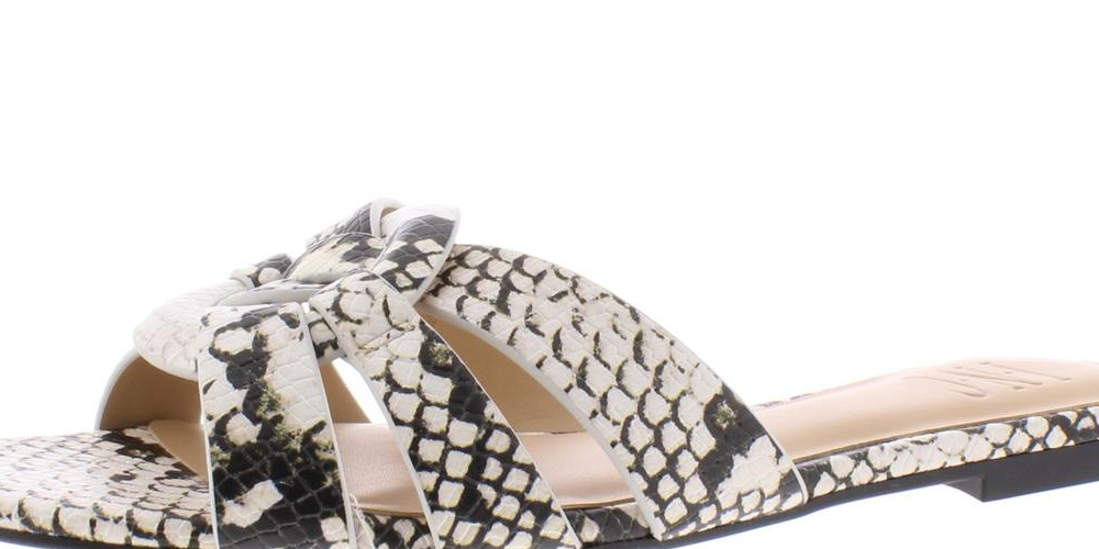 INC International Concepts Women's Gargip Open Toe Casual Slide Sandals Black-Pink Snake  Size 5 M
