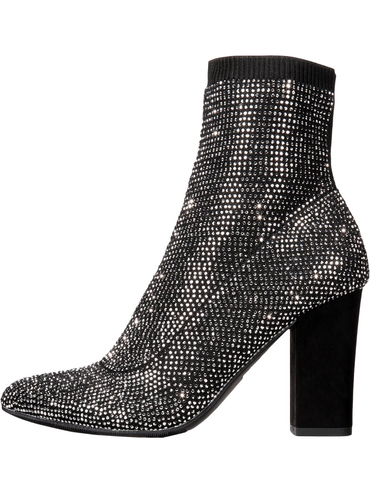 Material Girl Women's Mbaybe Embellished Slip on Sock Boot Black Size 8 M