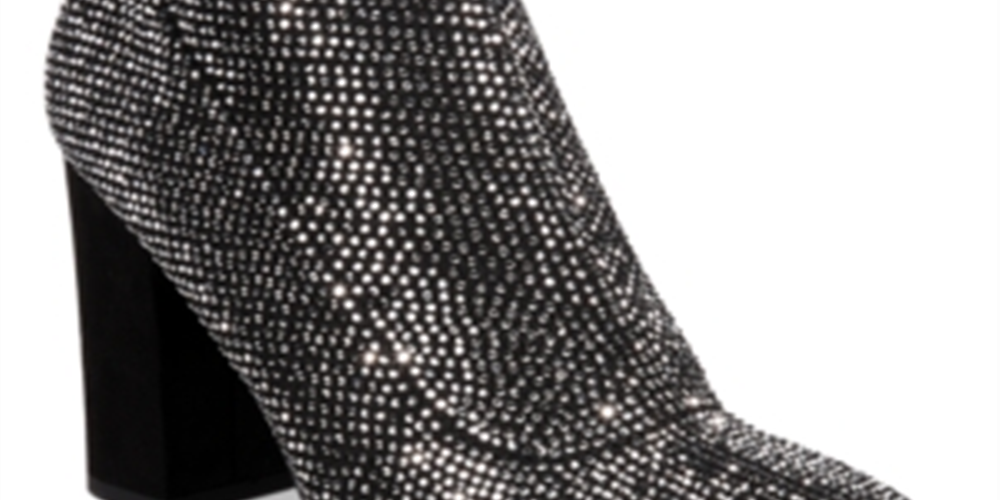 Material Girl Women's Mbaybe Embellished Slip on Sock Boot Black Size 8 M
