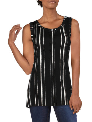 Alfani Women's Printed Sleeveless Scoop Neck Tank Top  Black Size XL