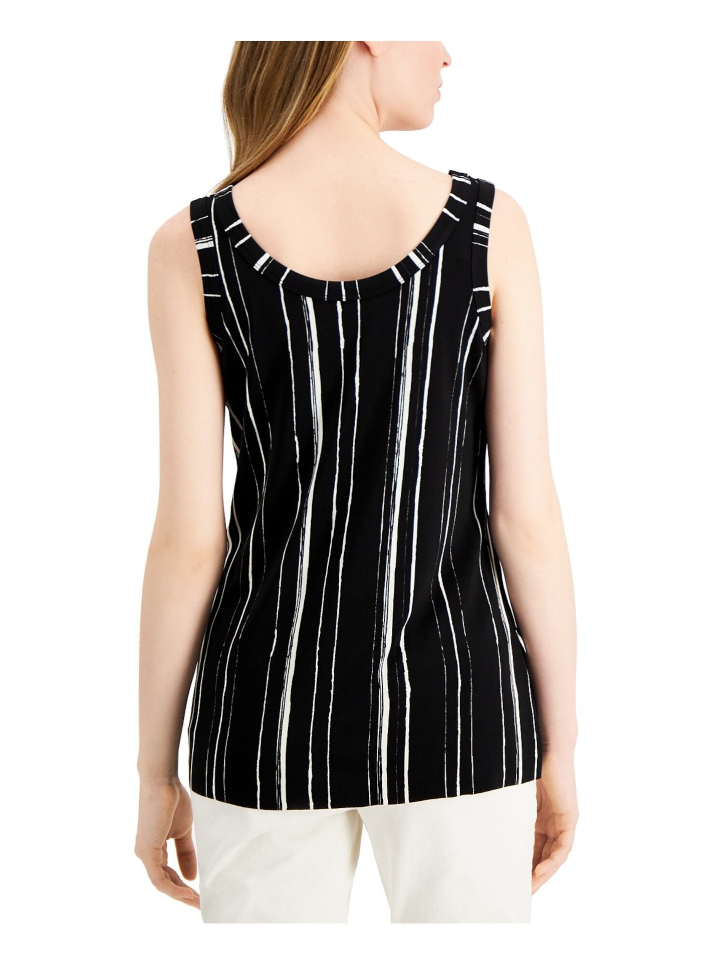 Alfani Women's Printed Sleeveless Scoop Neck Tank Top  Black Size XL