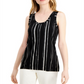 Alfani Women's Printed Sleeveless Scoop Neck Tank Top  Black Size XL