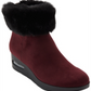 DKNY Women's Faux Fur Cuff Embellished Round Toe Wedge Zip up Booties Red Size 7.5
