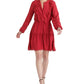 Lucky Brand Women's Parker Mini Dress Picot Trim Ruffled Red Size Medium