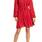 Lucky Brand Women's Parker Mini Dress Picot Trim Ruffled Red Size Medium